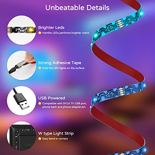 TV Backlight 55 inch, 11.5Ft Led Strip Lights USB Powered with Remote -Curve Design Sync on/Off with TV, Changing LED Background Bias Lighting for Living Room Decor, Gaming Decor - size: for 50-55inch