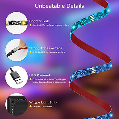 TV Backlight 55 inch, 11.5Ft Led Strip Lights USB Powered with Remote -Curve Design Sync on/Off with TV, Changing LED Background Bias Lighting for Living Room Decor, Gaming Decor - size: for 50-55inch