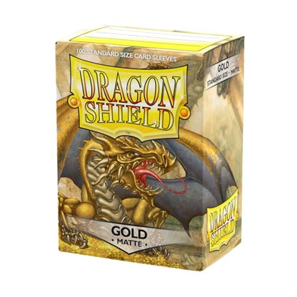 Dragon Shield | Standard Size Card Matte Sleeves | 100 CT - Smooth & Tough Premium TCG Sleeves | Compatible with Pokemon, Flesh & Blood, One Piece & Magic the Gathering | Gold - Matte - color: Gold