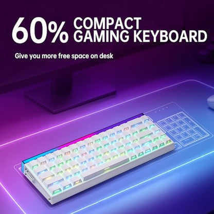 Aula Hero 68 HE 60% Gaming Keyboard Wired, Hall Effect Magnetic Switch Keyboard with Adjustable Actuation, Fast Trigger Mode, 8K Hz Polling Rate, 0.125ms Latency,Side Printed PBT Keycaps, RGB Backlit - color: White