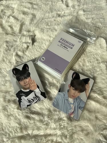 Kpop Photocard Sleeves Clear Polypropylene Card Protector for Albums Photocards, PVC Free and Acid Free, 100 Sleeves per Pack (57x88mm)