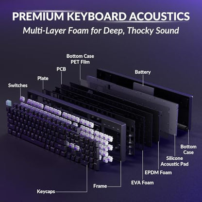 Keychron K10 HE Rapid Trigger Gaming Keyboard Wireless, Hall Effect Magnetic Switch Hot Swappable, 2.4 GHz/Bluetooth/Wired Adjustable Actuation, Full-Size Custom RGB for Mac Windows Linux - color: Nebula Switch