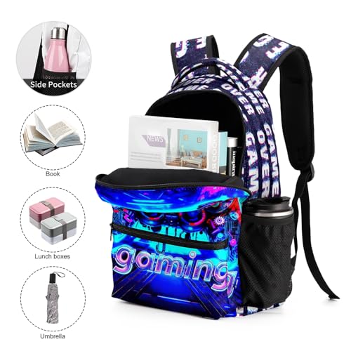 Gaming Print Backpack, 17 in Laptop Bookbag for Teens | All-over print design | 900D PU nylon | Tear & abrasion resistant | Premium feel | Vibrant | Built for heavy daily use - color: Color 1