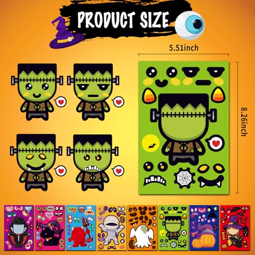 48 Sheets Halloween Stickers for Kids Bulk Cute Holiday Stickers Funny DIY Crafts Activities Party Favors Game Gifts for Boys Girls - style: Halloween