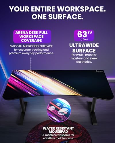 Arozzi Arena Gaming Desk Pad D011 | Full Desk Mouse Pad, Washable Desk Mat, Anti-Slip Rubber Base, Water-Resistant Surface - color: D011