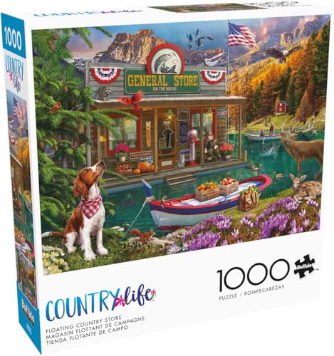 Buffalo Games Lena Country Life Floating Country Store 1000 Piece Jigsaw Puzzle - 26.75 x 19.75 in - Jigsaw Puzzles for Adults - Includes Full Color Poster - Focus & Relaxation