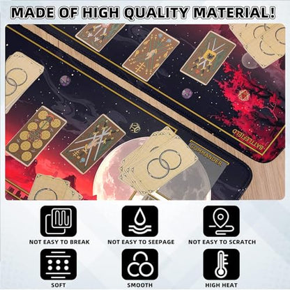 MTG Playmat Stitched Edges, MTG Play Mat for MTG TCG 24 x 14 inches Trading Card Inked Game Playmats with Storage Bag Smooth Rubber Surface Battle Game (Playmat 3) - color: Playmat 3 Stitched Edges Mats