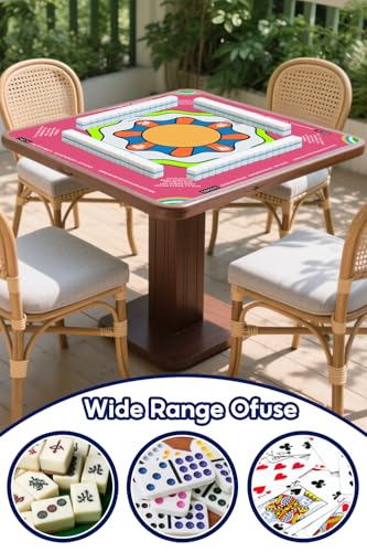 Mahjong Mat with Rule, 31.5x31.5Inch American Mahjongg Table Mat (Pink) | Anti-Wrinkle&Foldable Neoprene Mahjongg Travel Mat for Table with Learning Rule, Anti-Slip Noise Reduction Includes Carry Bag - color: Pink-