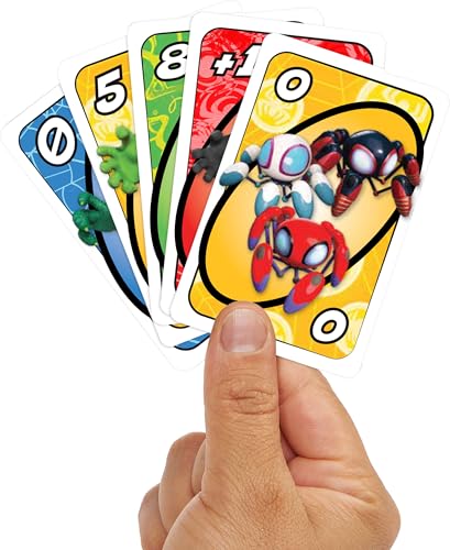 Mattel Games UNO Junior Marvel Spidey and His Amazing Friends Card Game for Kids, Family Nights, Parties for 2-4 Players Ages 3+ - style: Spider-Man