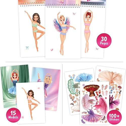 Dance Gifts for Girls Ballet Sticker Activity Book | Features 100+ removable stickers and guided fashion design pages to help kids 5 and up create stunning ballerina looks. - color: Sticker Dress Up Ballet