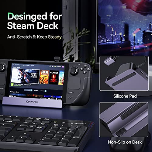 QUUGE Steam Deck Dock, 6 in 1 Valve Steam Deck Docking Staion with 2*USB-A & USB-C 5Gbps, HDMI 2.0 4K60Hz Output, 1000M Ethernet Gigabit, 100W Charging, Steam Deck Accessorie