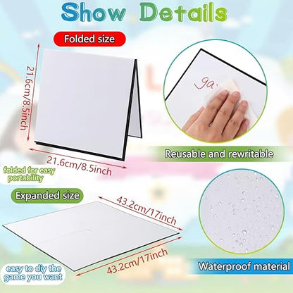 Zhanmai 4 Pcs Folding Blank Game Board 17 x 17 Inch Make Your Own Game Board, Quad Fold Dry Erase Blank Games Boards for School Classroom DIY Games Activities, 4 Folders - style: 17 x 17 in
