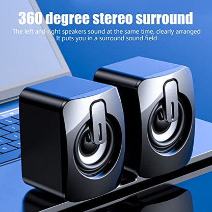 Mini Computer Speaker Stereo Less Distortion USB Powered Wired Small Speaker for for Desktop PC Laptop,Laptop Desktop Gaming Stereo Speaker Computer Speakers