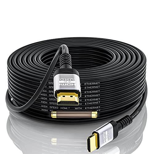 Soonsoonic 4K HDMI Cable 75 Ft with Built-in Signal Booster | HDMI 2.0 High Speed Unidirectional Cables 4K@60Hz 2K 1080P 3D ARC Ethernet Cord | for UHD TV Monitor Laptop Xbox PS4 (22.8m) - size: 75FT