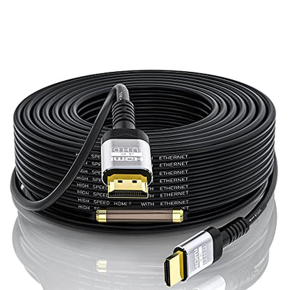 Soonsoonic 4K HDMI 100 Ft Cable with Built-in Signal Booster | HDMI 2.0 High Speed Unidirectional Cables 4K@60Hz 2K 1080P 3D ARC Ethernet Cord | for UHD TV Monitor Laptop Xbox PS4 (30.5m) - size: 100FT