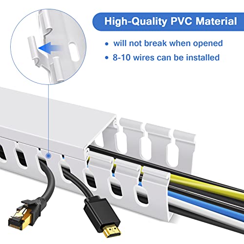Cable Duct Management Raceway Kit, 31.4" (2 x 15.7) Server Rack Management, Hide Network HDMI VGA Cables, Open Slot Track Desk Wire Channel, White 2 Pack - size: White-2