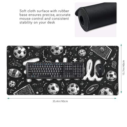 Football Soccer Gaming Mouse Pad, Large Desk Mat, Non-Slip Rubber Base, 35.4" x 15.7", for PC and Laptop - color: Football