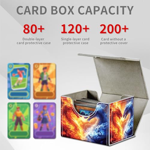 Fire Dragon Ice Dragon for MTG Deck Box, 100+ Double Sleeved Card Storage Case, PU Leather Commander Deck Case for TCG Magic Yugioh, Magnetic Closure - color: Fire Dragon Ice Dragon