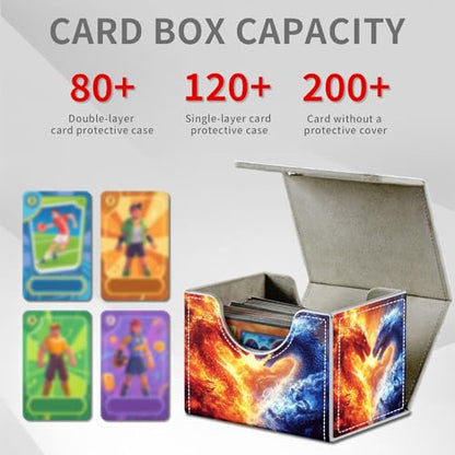 Fire Dragon Ice Dragon for MTG Deck Box, 100+ Double Sleeved Card Storage Case, PU Leather Commander Deck Case for TCG Magic Yugioh, Magnetic Closure - color: Fire Dragon Ice Dragon
