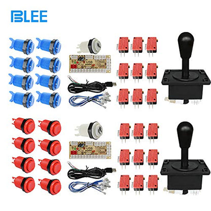 BLEE Arcade Game DIY Parts Joystick Kits 2X Zero Delay USB Encoder PC to Joystick for Mame Jamma PS3 + 2X 8 Way American Joystick+18x Arcade Push Buttons with Microswitch