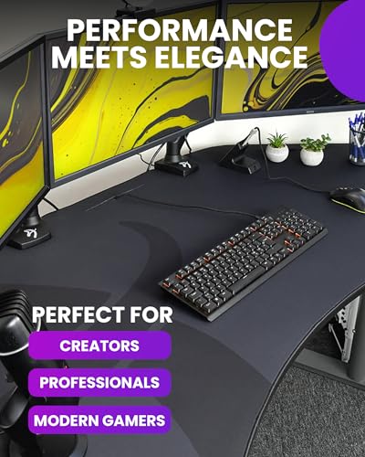 Arozzi Arena Angelo Gaming Desk Pad Gunmetal | Desk-Wide Microfiber, 88.6 x 28 in, Anti-Slip Rubber Base, Water-Resistant, Machine Washable - color: Angelo Gun Metal