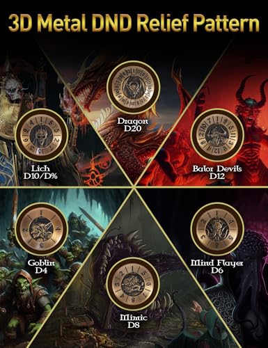 D&D Dice Set,7PCS Metal Dice for Dungeons and Dragons,Mini Dice Set with Pocket Watch Case,Role Playing Board Games Accessories (Dragon, Gold-F) - color: F-gold, style: Dragon