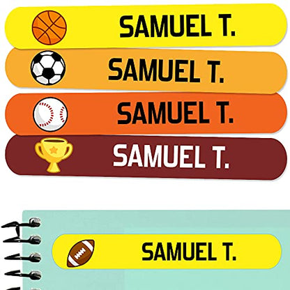 50 Personalized Adhesive Labels to Mark Objects 2.3 x 0.4 in. Waterproof Stickers to Mark School Supplies, Books, kindergartens Goods, Summer Camps, Children's Toys, etc. - color: Sports