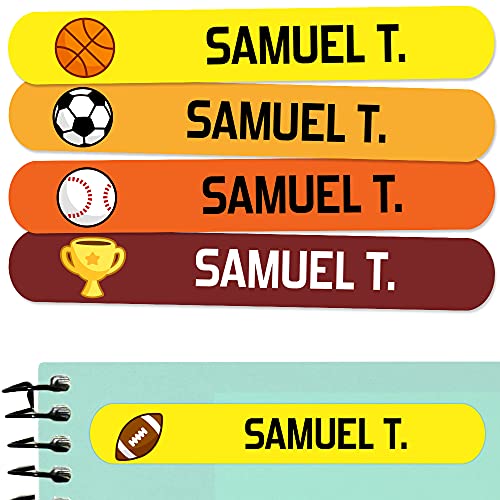 50 Personalized Adhesive Labels to Mark Objects 2.3 x 0.4 in. Waterproof Stickers to Mark School Supplies, Books, kindergartens Goods, Summer Camps, Children's Toys, etc. - color: Sports