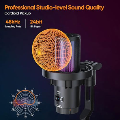 COMICA EJoy Uni USB Condenser Microphone – Computer Mic with Noise Cancellation, Mute, Gain, Monitoring – for Streaming, Podcast, Gaming, YouTube, PC, Mac, PS5, PS4 (Desktop Mic)