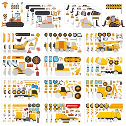 42 Sheets Create Construction Vehicles of Dreams Stickers, Make Your Own Sticker for Boys and Girls, Travel Sticker Books, Party Favors, Birthday, School and Activities Gifts for Kids Ages 3+ - style: Engineering