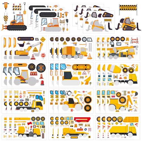 42 Sheets Create Construction Vehicles of Dreams Stickers, Make Your Own Sticker for Boys and Girls, Travel Sticker Books, Party Favors, Birthday, School and Activities Gifts for Kids Ages 3+ - style: Engineering