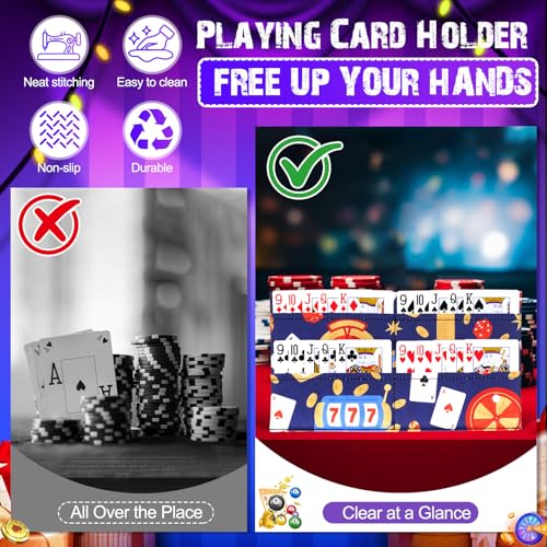 Eersida 2 Pack Bingo Card Holder for Pull Tabs Playing Card Holder Bingo Accessories Canasta Poker Bridge Family Game Night Supplies for Adults (Cute Style) - style: Cute Style