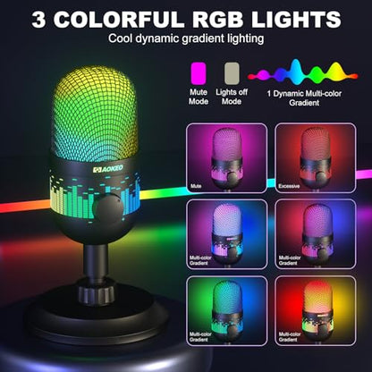 USB Gaming Microphone, Condenser Microphone for PC/MAC/PS4/PS5/Phone-Cardioid Mic with RGB Lighting - color: AK-1