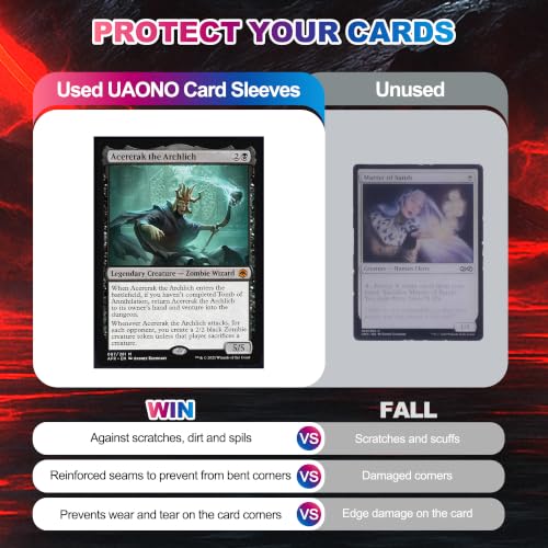UAONO MTG Card Sleeves - Death 100 Count Standard Size | Ultra Clear Front & Matte Finish Back Tear Resistant Clear Card Sleeves Matte Art Sleeve for MTG - color: Death