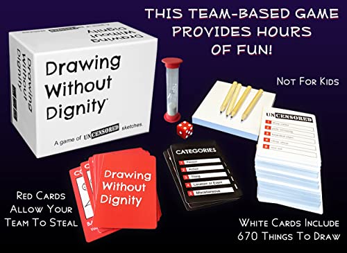 Drawing Without Dignity Party Drawing Game – Hilarious Sketching Game for Grown-Up Game Nights, Friends, Parties, Bachelorette Weekends & White Elephant Gifts