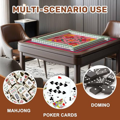 Mahjong Mat 31.5" x 31.5" Vibrant Floral Red Yellow Pink Flowers Pink Non-Slip Noise Reduction Mahjong Tiles Table Cover for Dominoes Poker Card Board and Tile Games - color: Color5