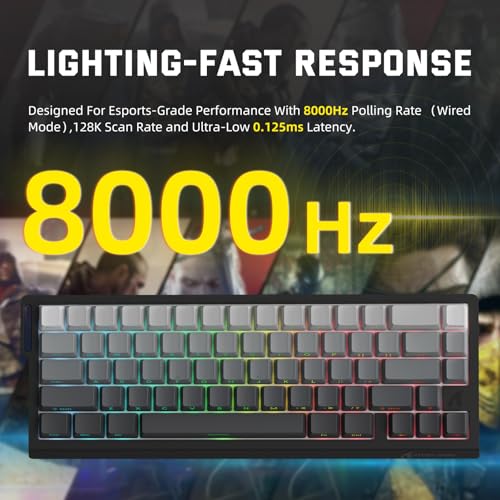 ATTACK SHARK X11 & X68 PRO HE Wireless Gaming Combo,Rapid Trigger Hall Effect Magnetic Switch 8K Keyboard,Ultra-Light 22K DPI PAW3311 Optical Sensor Mouse,RGB Backlit Tri-Mode with Coiled Cable-Grey - color: Grey
