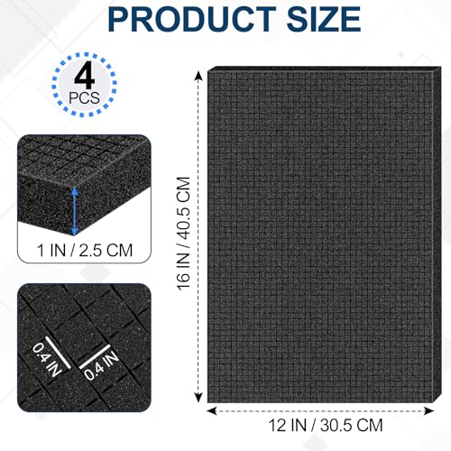 4 Pcs Pick and Pluck Foam Sheets 16" L x 12" W x 1" T Polyurethane Pick Apart Foam Inserts Pads with Bottom Use for Camera, Interlocking Case, Tool Box, Board Box, Storage Drawer, Black - size: 1 Sizes - 4 Pcs -16 x 12 x 1 Inches