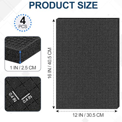 4 Pcs Pick and Pluck Foam Sheets 16" L x 12" W x 1" T Polyurethane Pick Apart Foam Inserts Pads with Bottom Use for Camera, Interlocking Case, Tool Box, Board Box, Storage Drawer, Black - size: 1 Sizes - 4 Pcs -16 x 12 x 1 Inches