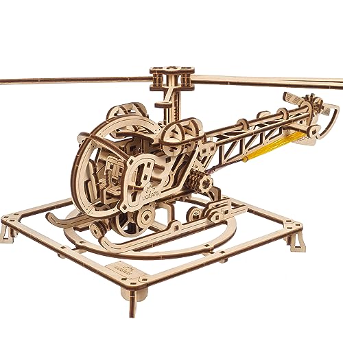 UGEARS Wooden 3D Puzzles for Adults - Easy Mini Helicopter Model Kit – Experience Aerial Innovation with Mechanical Puzzles DIY Kits for Adults - Ideal for Hobbyists, Aviation Enthusiasts - 167 Pcs - color: Mini Helicopter