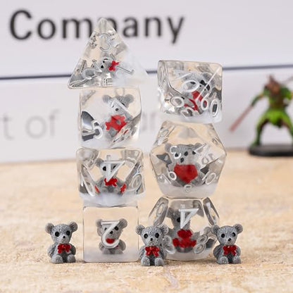 Bear DND Resin Dice Set, Polyhedral D&D Dice Animal Inclusion Dice D and D for Dungeons and Dragons MTG RPG Board Games - color: Bear