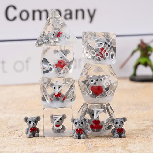 Bear DND Resin Dice Set, Polyhedral D&D Dice Animal Inclusion Dice D and D for Dungeons and Dragons MTG RPG Board Games - color: Bear