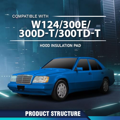 PIT66 Hood Insulation Pad Compatible with Benz W124 E Class 1990-1995 / 300CE 300E 300TE 1990-1993 / 400E 500E 1992-1993 / E320 E420 1994-1995 / E500 1994 1246820726 Black - style: 1990-1995 Benz W124 E Class