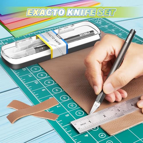 DIYSELF Exacto Knife 12 Pcs Exacto Knife Set with Case for Crafting | Craft Hobby Precision Knife with 11 Blades for Scrapbooking Models 3D Printing Clay Rubber Stamps Gift for Women Adults Men - color: Grey