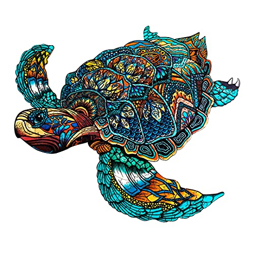 Jigfoxy Wooden Puzzles for Adults, Sea Turtle Wooden Jigsaw Puzzles,Unique Animal Shape Puzzles, Christmas Thanksgiving Gifts for Family Turtle Lover(XL-22.8 * 19.3in-568pcs) - color: Resolute Turtle, size: Extra Large