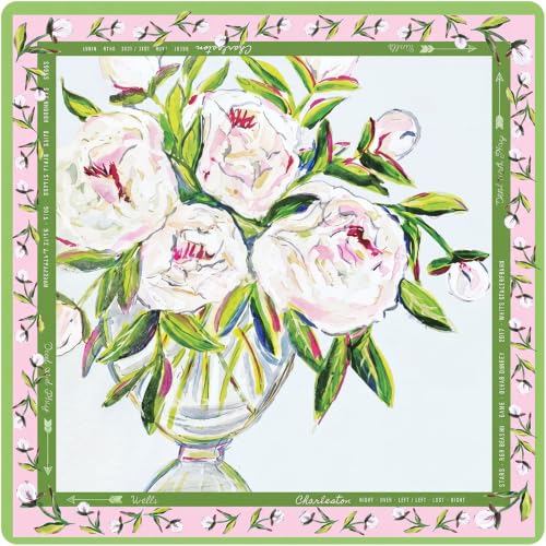 Drydiet Mahjong Mat for Table 31.5 x 31.5 Inch American Mahjong Mat with Carrying Bag, Non-Slip Noise Reduction Table Item for Family Poker Domino Board Game Night & Party Use(Pink Peony) - style: Pink Peony