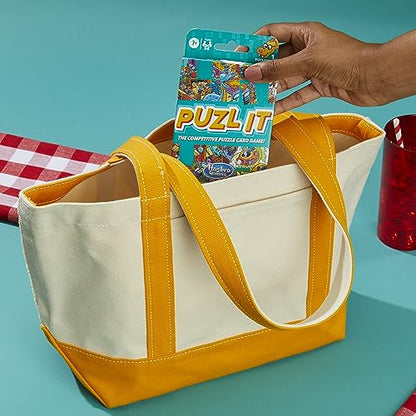 Hasbro Gaming Puzl It Game, Competitive Puzzle Card Game, Kids & Family Games, 2 to 6 Players, Pizza Party Theme, Fun Summer Activities, Vacation Travel Essentials, Ages 7+