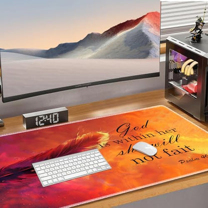 for MTG Playmat Non-Slip Rubber Play Mat with Storage Bag Combination, Ideal for Card Game Lovers TCG Play Mat, Feather Psalm46:5 - color: Feather Psalm46:5