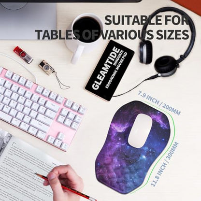 Ergonomic Raised Mouse Pad Wrist Support with Bilateral Slope Memory Foam Mousepad for Wrist Rest and Carpal Tunnel Pain Relief 11.8x7.9〃Galaxy - color: Galaxy