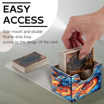 Trading Card Storage Box, Holds 100+ for MTG Cards, Premium PU Leather with Magnetic Closure, Blue Dragon Breathing Fire Durable Deck Box for Magic the Gathering, Trading Card Games - color: Blue Dragon Breathing Fire